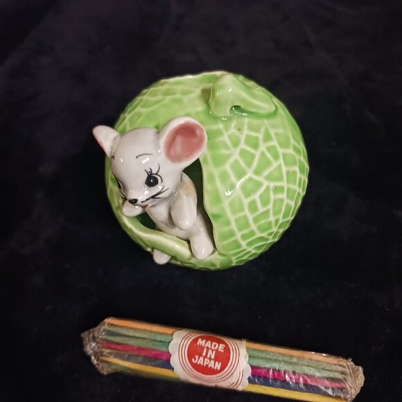 RARE! Vintage MCM Mouse Cabbage Toothpick Holder + Original Japan Tooth Picks - Picture 9 of 10